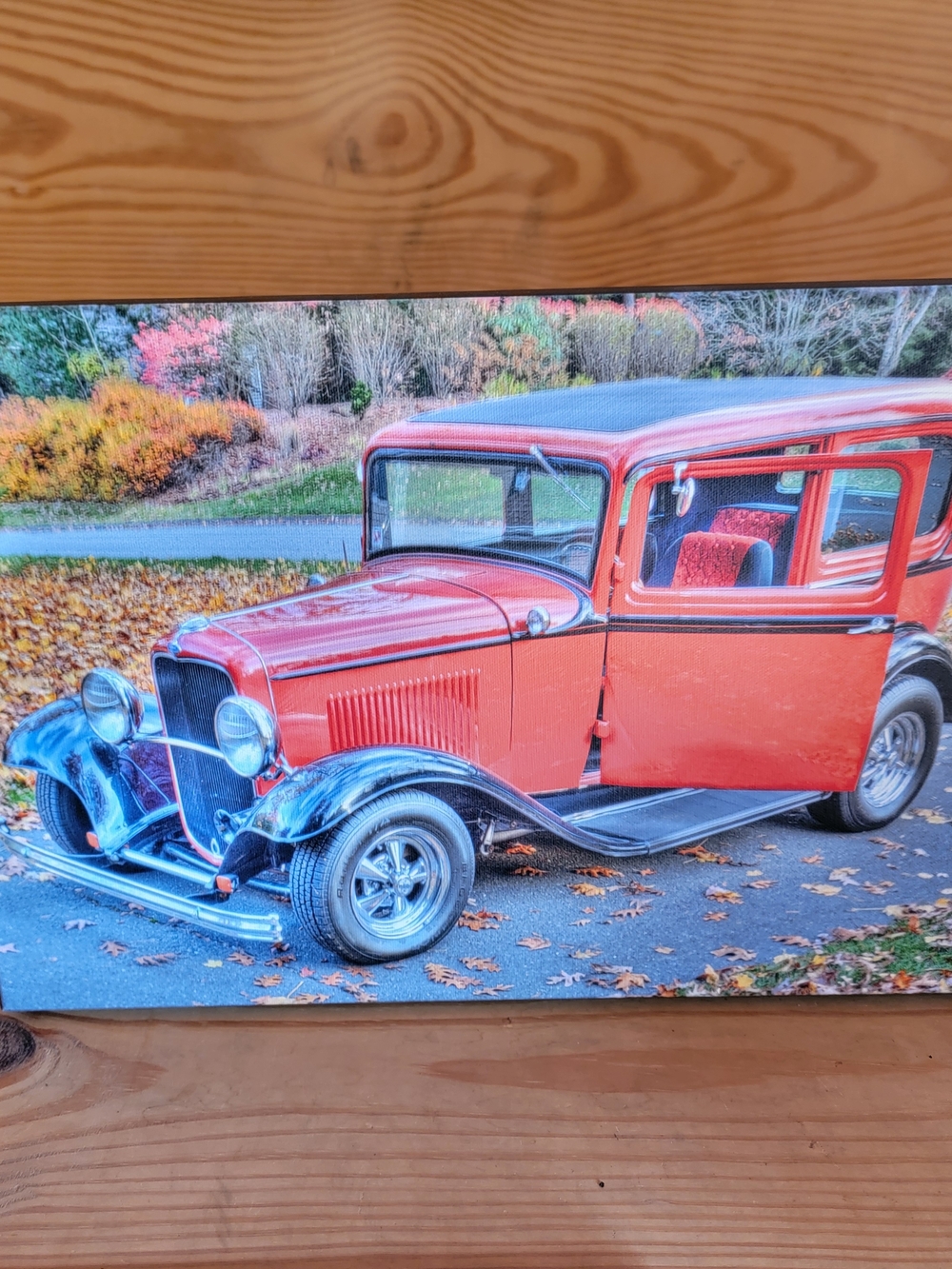 Vintage Red Classic 4-Door Ford Sedan Canvas Print